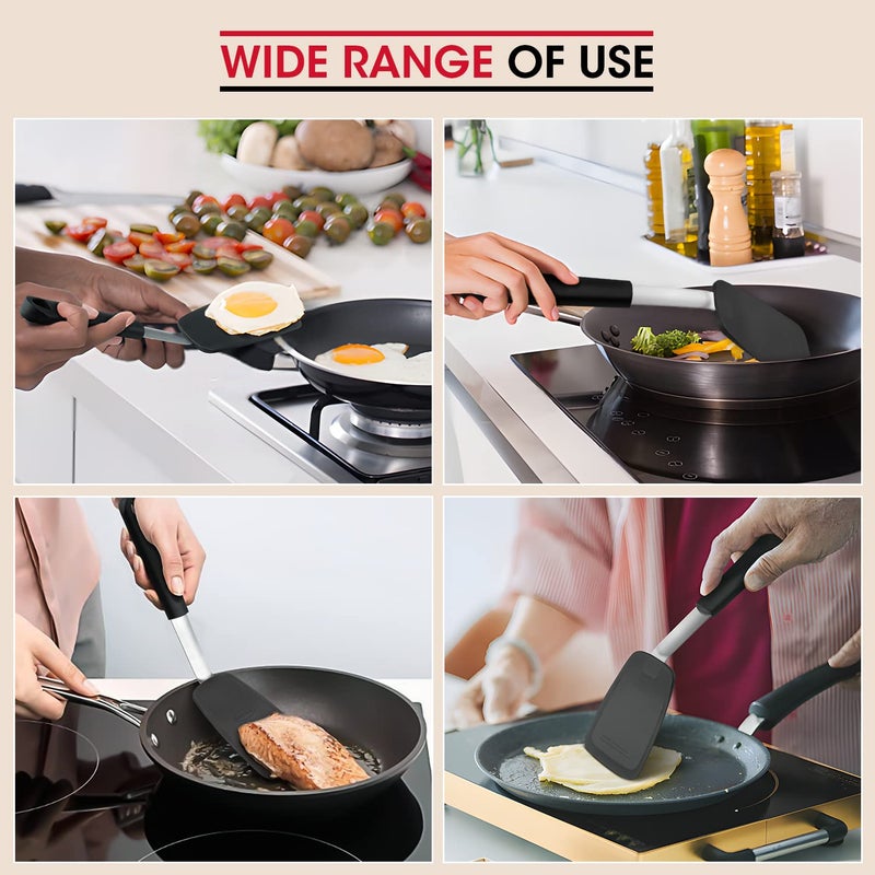 Unicook Upgraded Silicone Spatula, Flexible Egg Turner, 600Â°F Heat Resistant Silicone Handle, Kitchen Cooking Utensils, Ideal for Flipping Eggs, Pancake, Burgers, Crepes and More, Small and Medium - Image 2